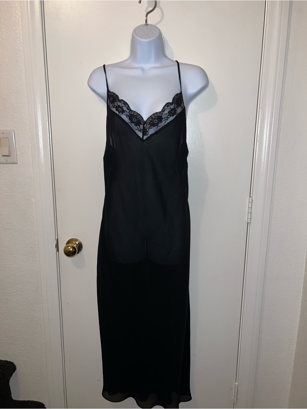 Silk Lane Bryant Black Lace-Trim Slip Dress